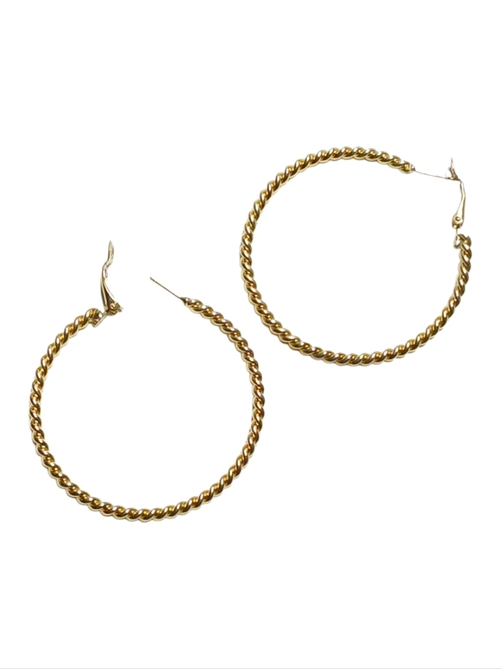 E3073 2" Goldtone Swirled Hoop Earrings